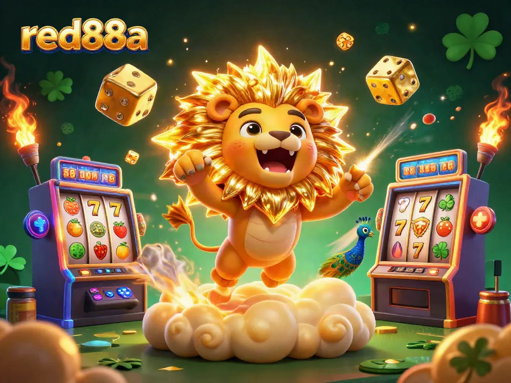 Experience the thrill of winning with red88a's vibrant slot machines and golden characters in action.