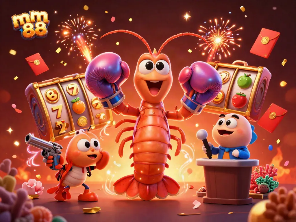 Engage with mm 88 and explore thrilling slot games in this vibrant, festive casino scene.