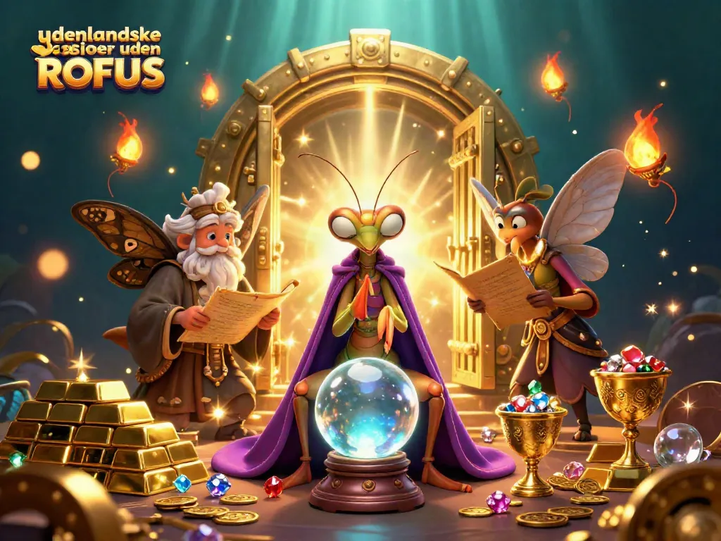 Experience udenlandske casinoer uden ROFUS with a mystical scene of fortune-telling and treasures.