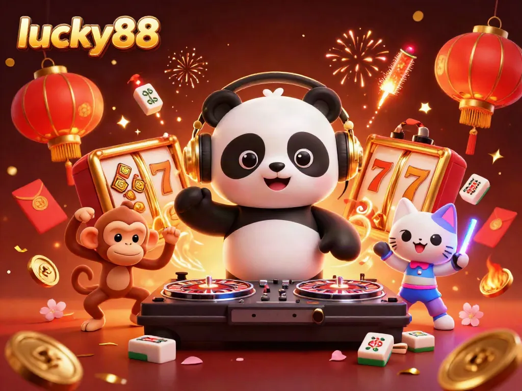 Experience thrilling gameplay with lucky88 at a vibrant and colorful casino celebration scene.