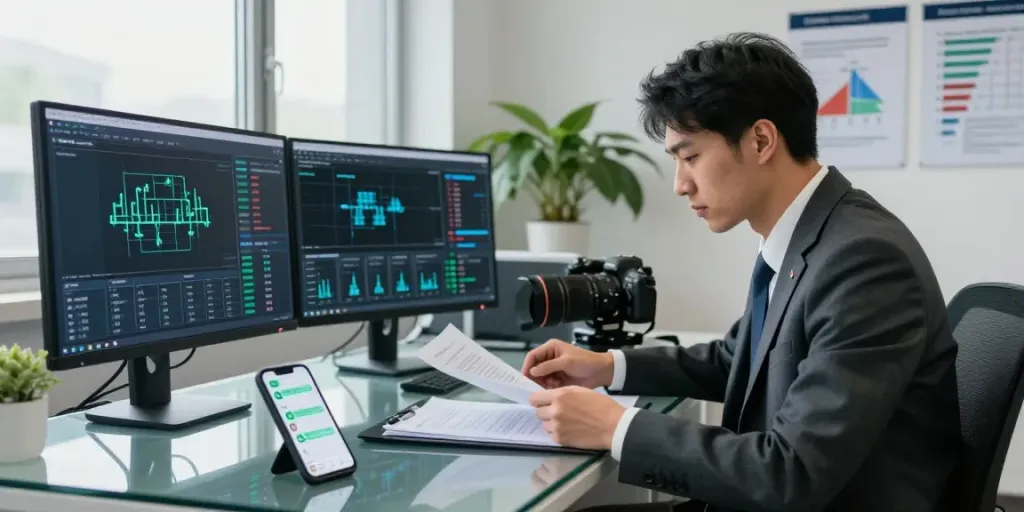 Investigator engaged in cryptocurrency fraud investigation, analyzing blockchain data.