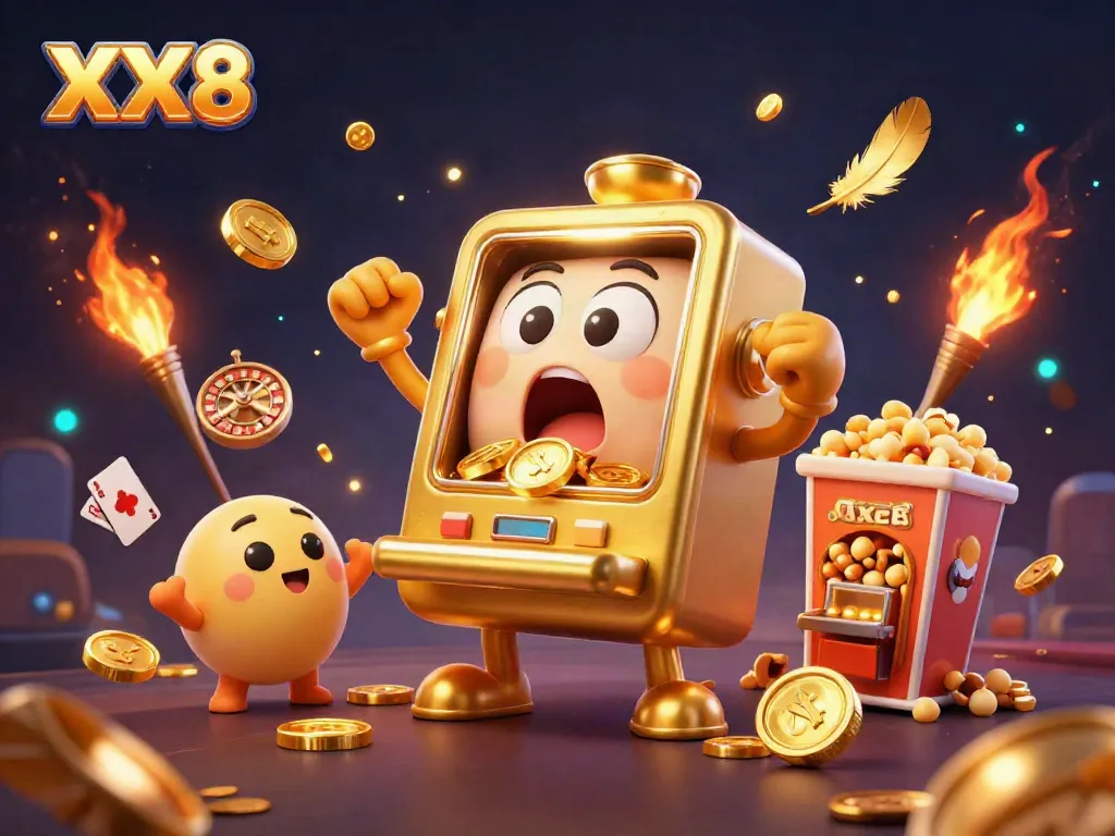 Celebrate your jackpot wins with XX8's vibrant slot gaming experience in a lively casino scene.