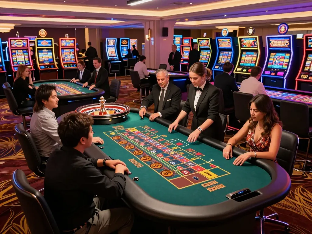 Players enjoying roulette action at a lively casino floor showcasing the sunwin experience.