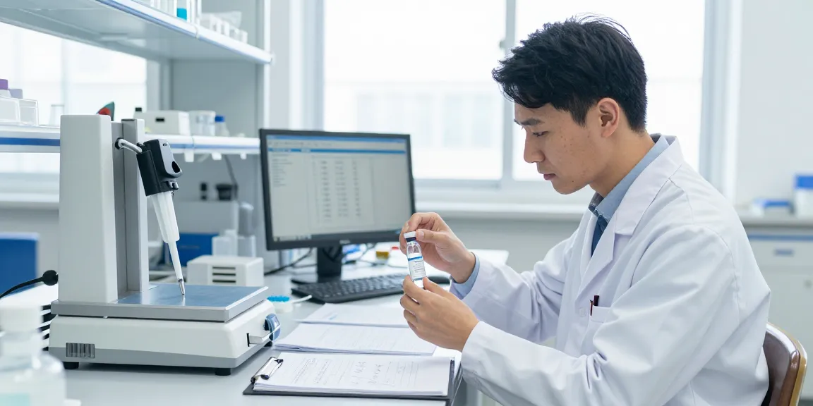 Scientist preparing Retatrutide samples in a professional lab environment, reflecting high research standards in the UK.
