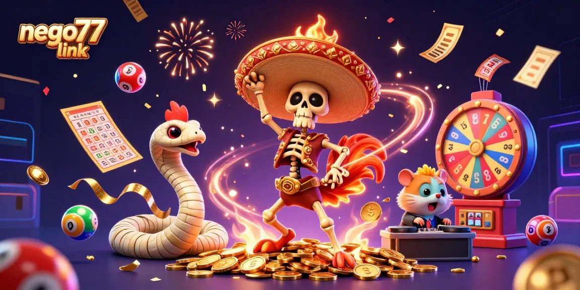 Join the excitement with nego77 link in this vibrant 3D casino scene full of dynamic gaming elements.