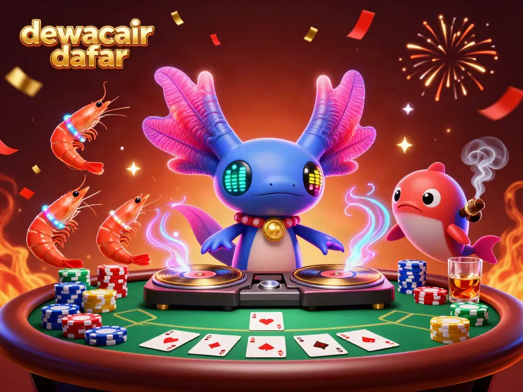 Engage with dewacair daftar through vibrant casino-themed illustration capturing dynamic gaming action and atmosphere.