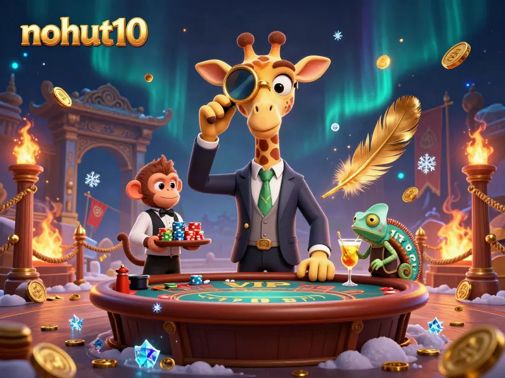Experience thrilling gameplay with nohut10 at an engaging 3D casino scene featuring vibrant characters and rich detail.