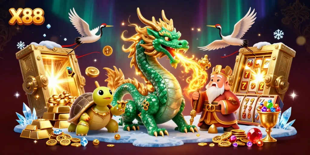 X88 dragon and turtle sage welcome players to vibrant online gaming with slots and treasures
