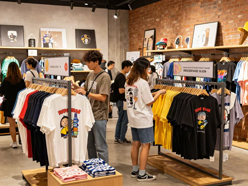 Shopper exploring unique rokok88 merchandise in trendy store.