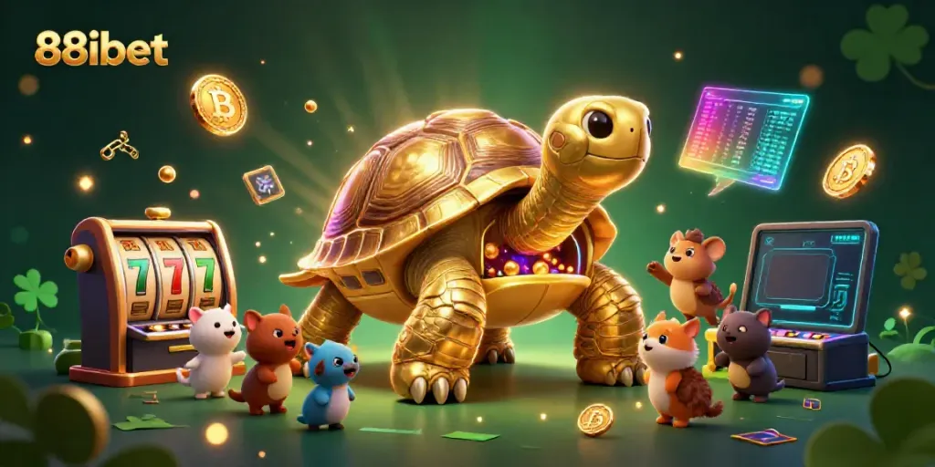 Experience thrilling gaming action at 88ibet, featuring exciting slot machines and vibrant cryptocurrency elements.