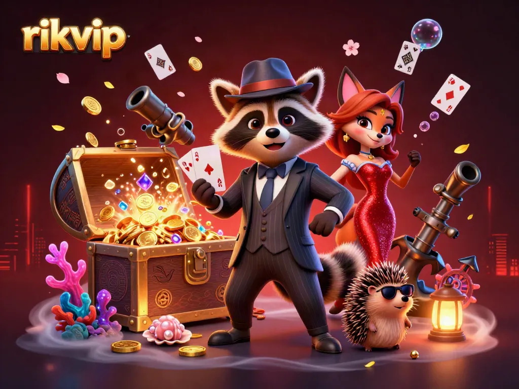 Experience the vibrant thrill of rikvip with card games and 3D characters in a lively casino atmosphere.
