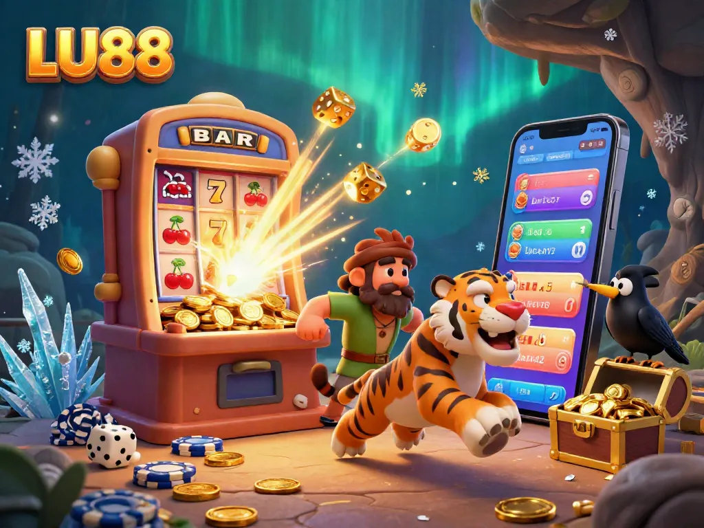 Experience thrilling online casino action at LU88 with vibrant game elements and engaging characters.