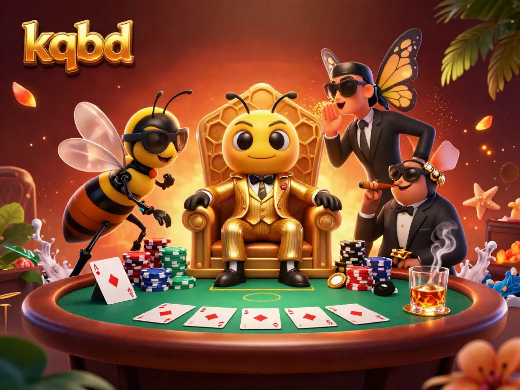 Engage with kqbd as the bumblebee mob boss hosts a vibrant poker game with dazzling visuals.