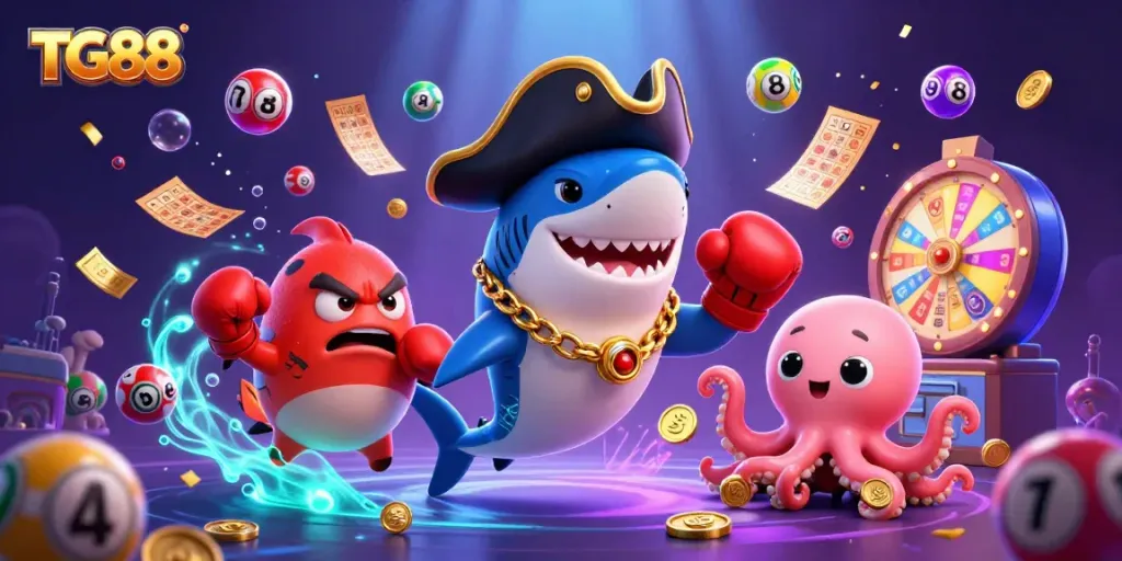 Experience thrilling gaming adventures with TG88, featuring a vibrant, engaging illustration of casino elements.