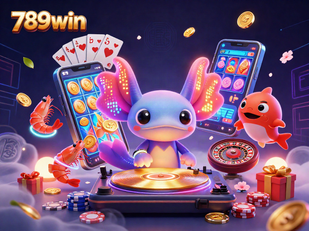 Engage in vibrant gaming excitement at 789win with neon-themed elements and colorful characters.