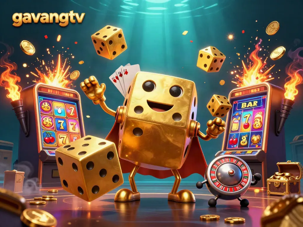 Experience the thrill of gambling with GavangTV’s dynamic 3D cartoon characters in a colorful casino scene.