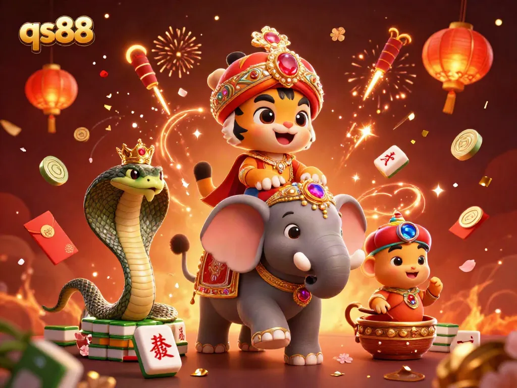 Experience the excitement of qs88 in this vibrant 3D casino-themed scene with iconic characters