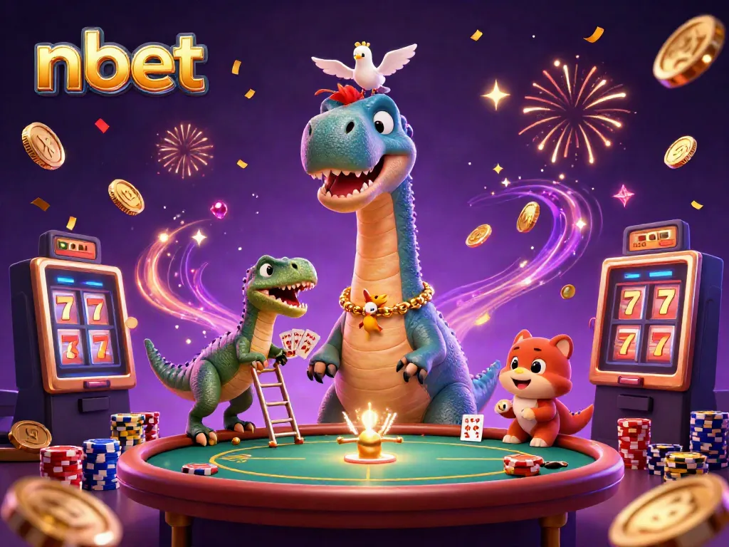 Experience thrilling gaming at nbet with animated characters and captivating casino elements in a vibrant scene.