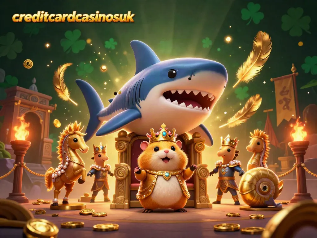 Engage with vibrant gameplay at creditcardcasinosuk featuring a majestic hamster king surrounded by gold coins and royal guards in a thrilling arena.
