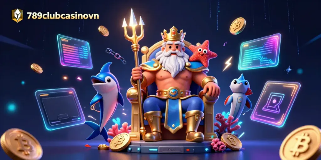 Engage in thrilling gameplay at 789clubcasinovn with interactive sea king Neptune and vibrant casino elements.