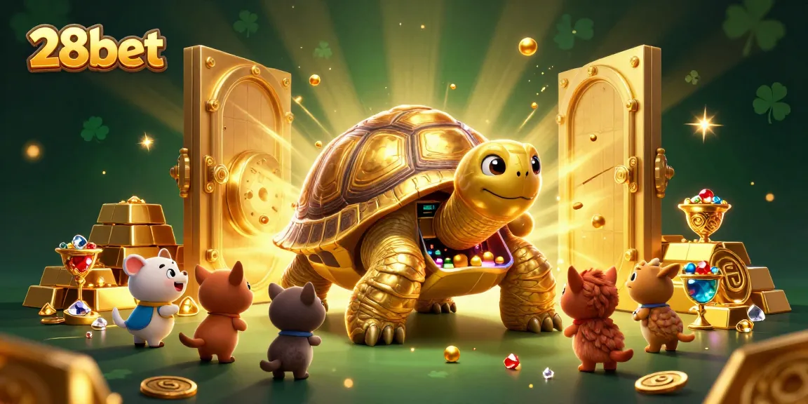 Experience thrilling winnings with 28bet in this vibrant online casino digital illustration.