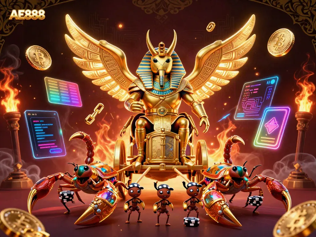 Experience the thrill of AE888 with exquisite casino elements and the grandeur of gold in a dynamic scene.