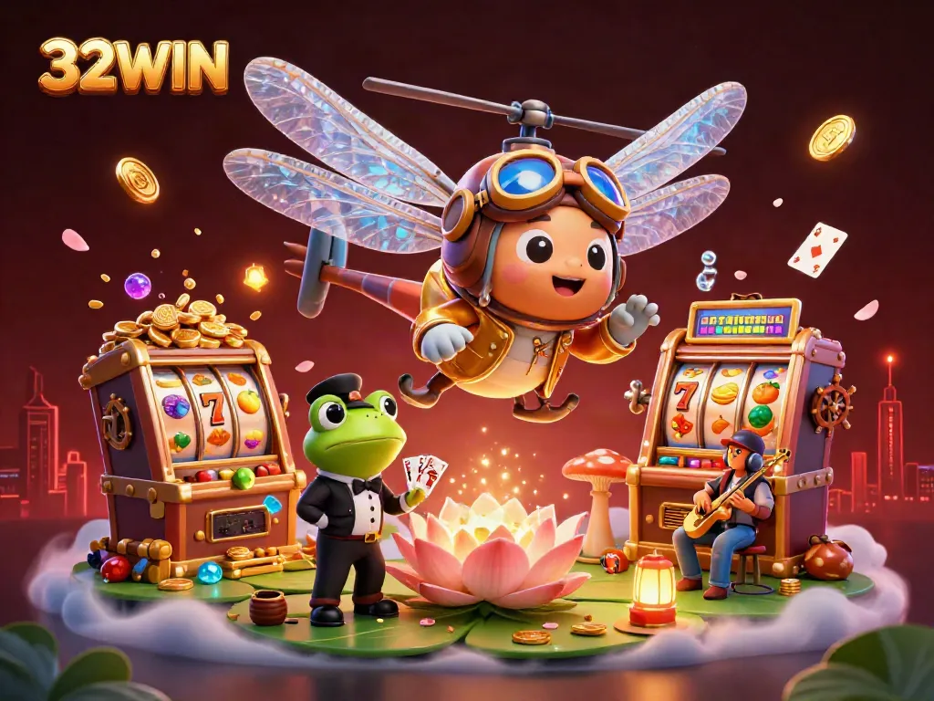 Experience the vibrant world of 32WIN casino with lively characters and exhilarating gaming elements.