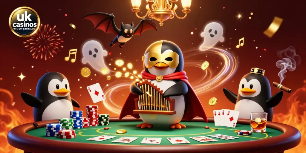Experience excitement at uk casinos not on gamstop with a vibrant poker scene featuring themed characters.