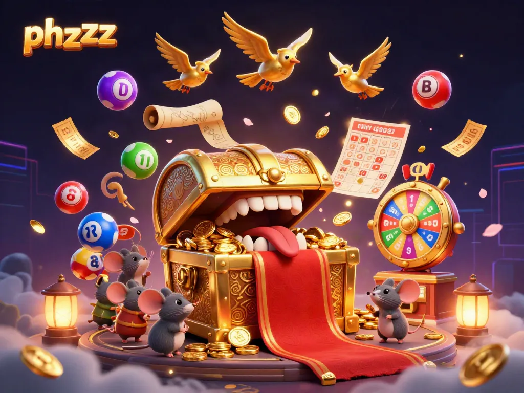 Engage with phzzz in this vibrant 3D depiction showcasing exciting lottery elements and thrilling adventures.