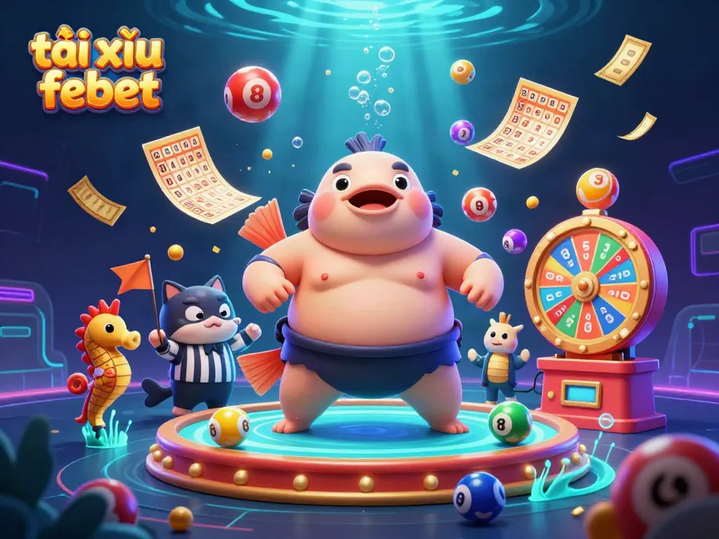 Play tài xỉu febet with dynamic underwater action featuring a 3D fugu and catfish referee.