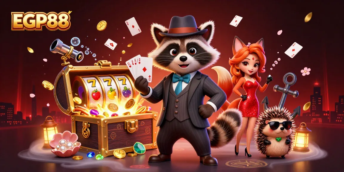EGP88 menampilkan kasino dengan karakter kartun dan simbol slot yang menarik