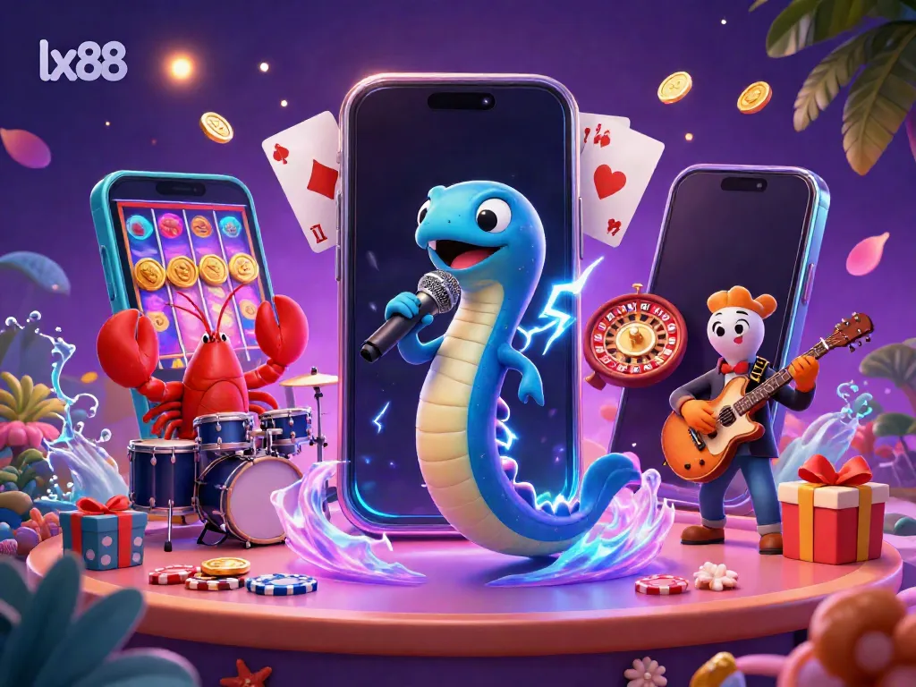 Experience the vibrant entertainment of lx88 with an underwater casino performance featuring a DJ electric eel and musical sea creatures.