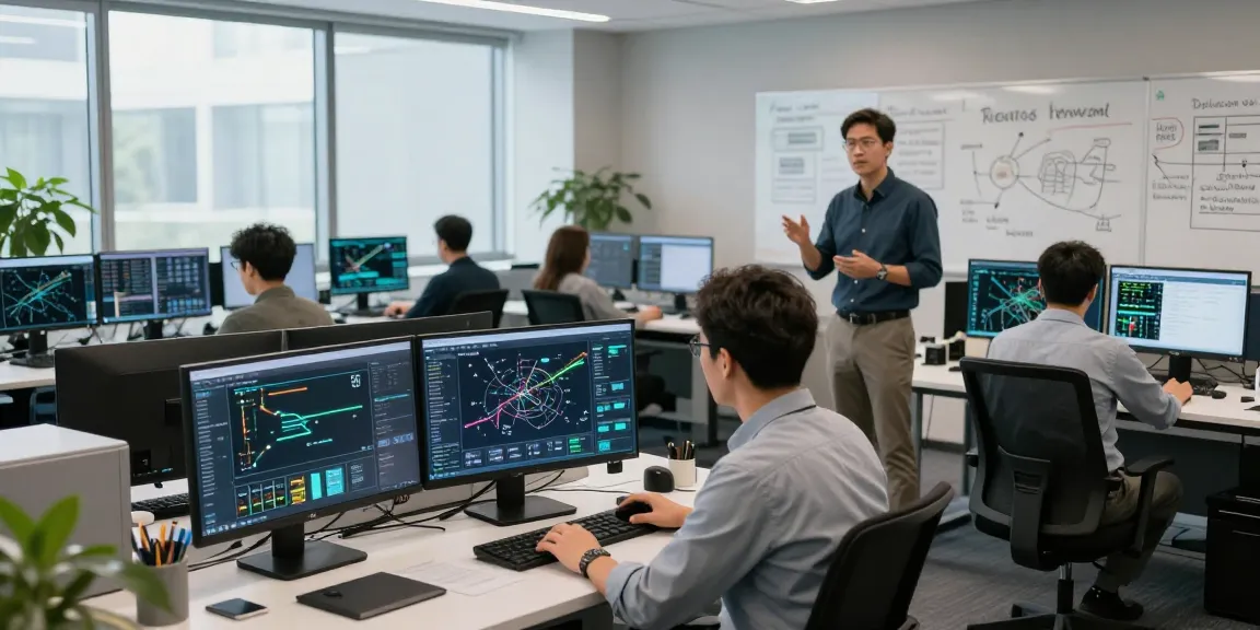 Telecommunications analysts monitoring network data during the o2 2g switch off.