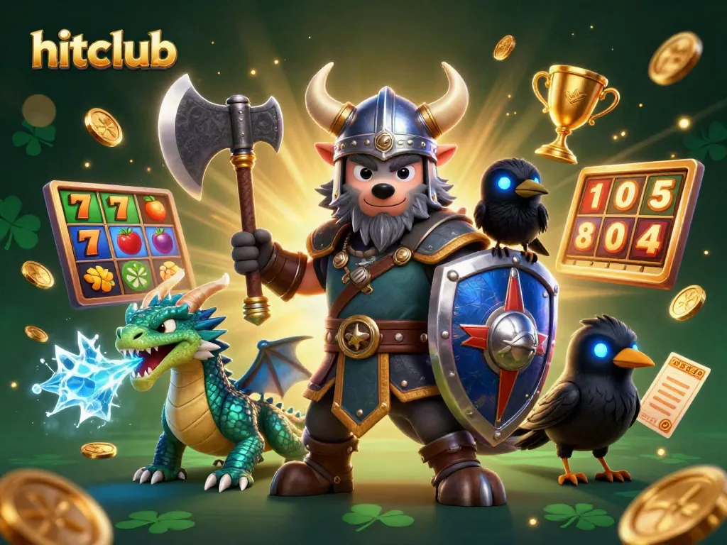 Engage with hitclub's exhilarating casino experience through dynamic slot games featuring Viking, dragon, and raven.