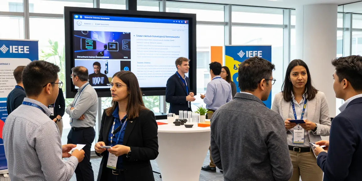Attendees networking at https://ieee.org.uk event showcasing latest technology innovations.