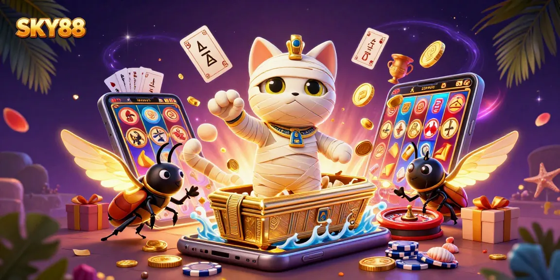 Experience thrilling gameplay at SKY88 with Egyptian charm, vibrant slot action, and rich casino elements.