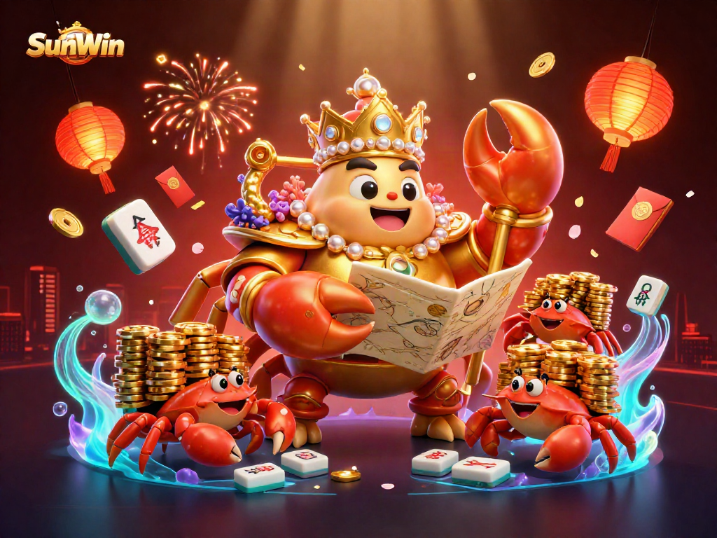 Engage in thrilling gameplay with SunWin while the golden crab emperor rules the vibrant casino scene.