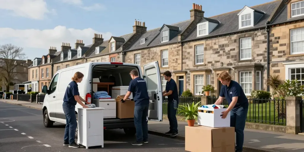 House Clearance Edinburgh service in action, team professionally loading items into a van.