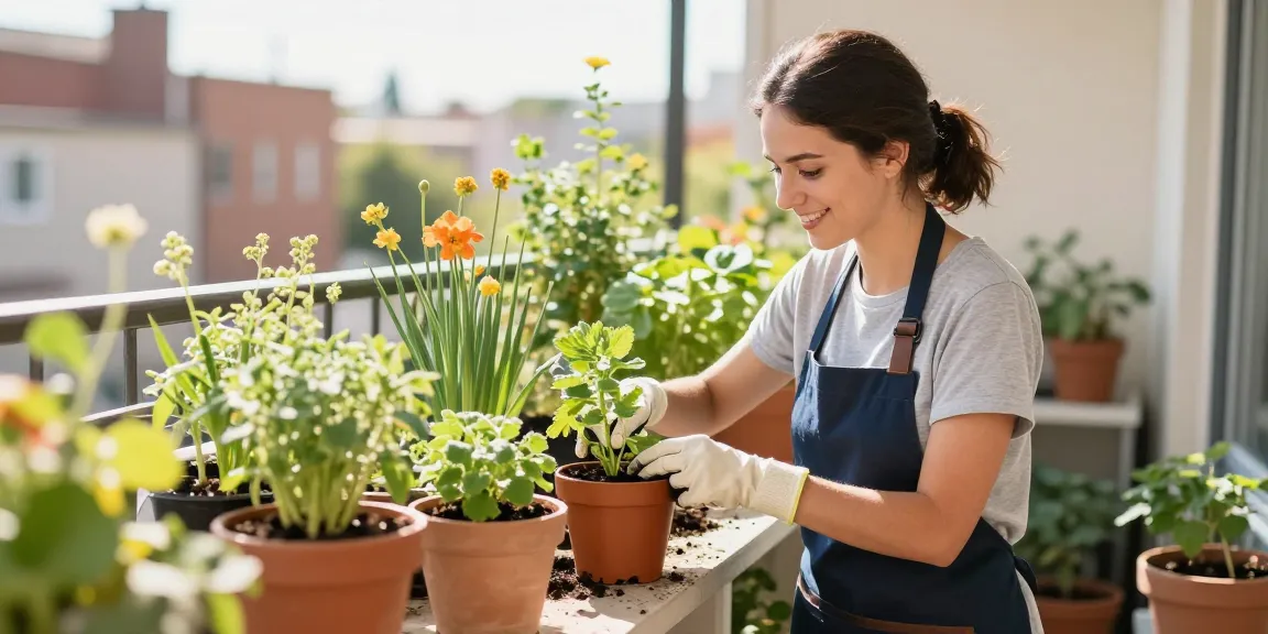 Balcony garden flourishing with herbs and vibrant plants by trusted local service provider.