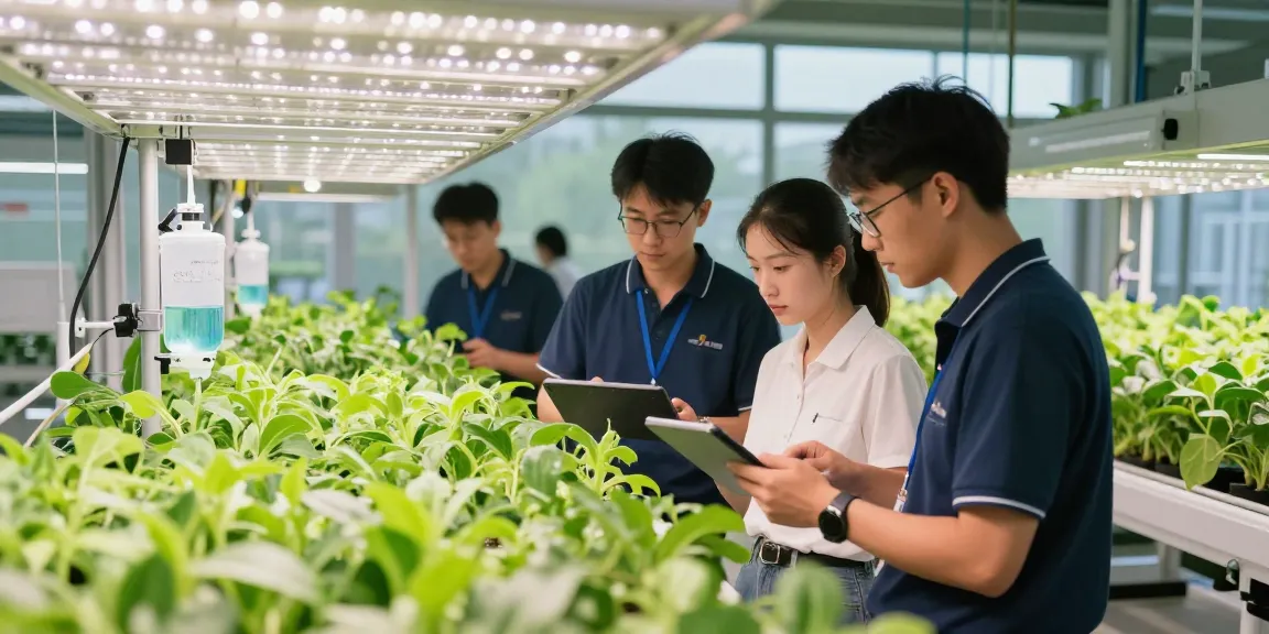 CIKA4D team designing modern indoor agriculture solutions with high-tech systems and vibrant plants.