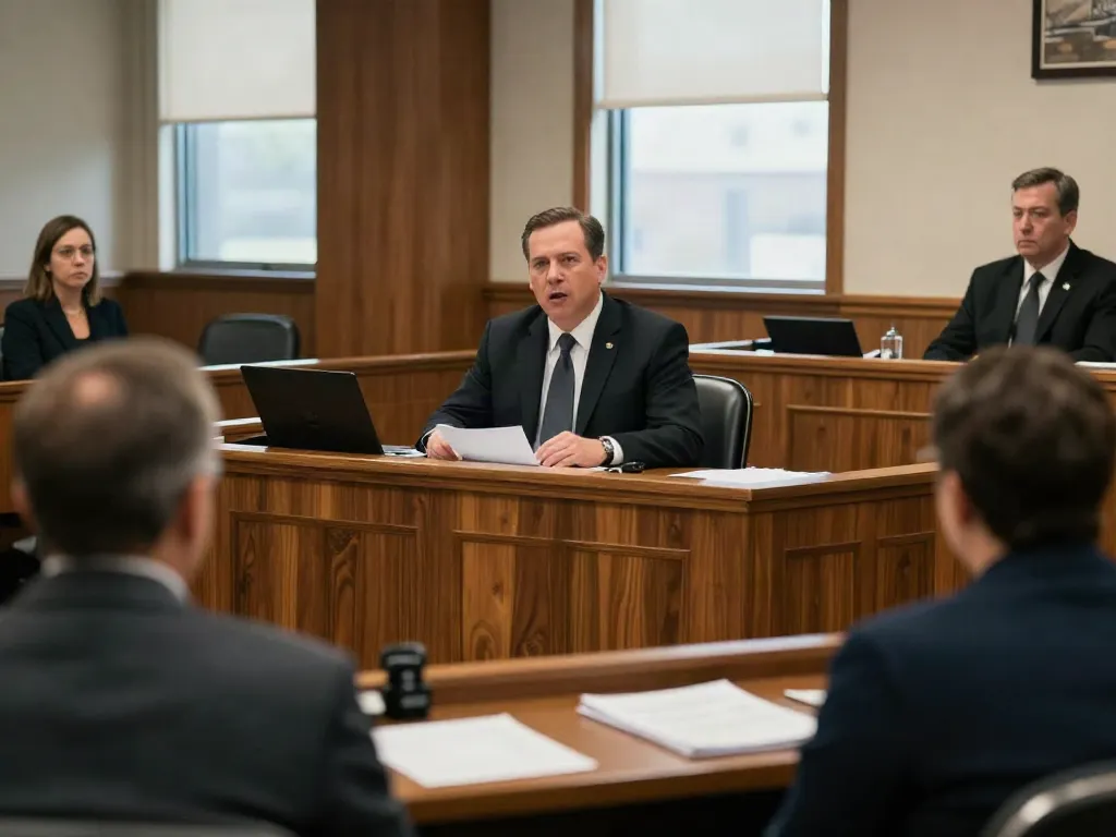 Cobb County DUI arrests courtroom scene with an attorney defending passionately.