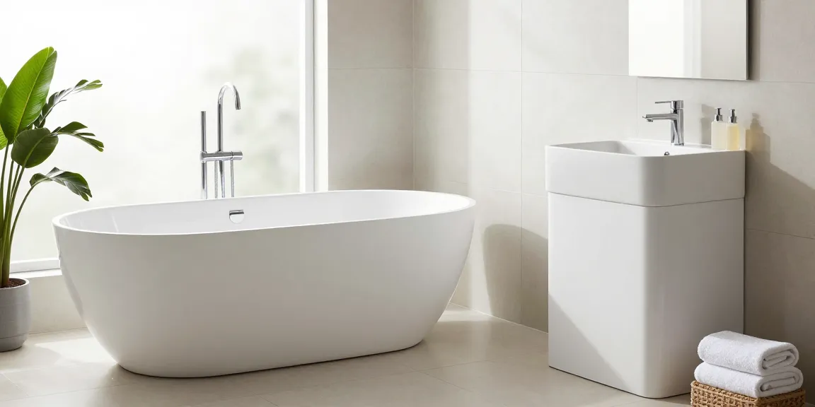 KKR solid surface bathtub and basin in a modern bathroom with seamless design.