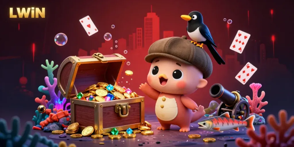 Experience the vibrant underwater casino world with LLWIN, featuring playful Nessie and gold treasures.