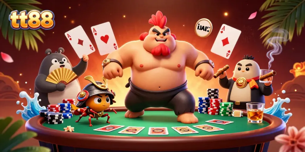 Experience thrilling moments at tt88 with this dynamic casino illustration featuring exciting gameplay elements.