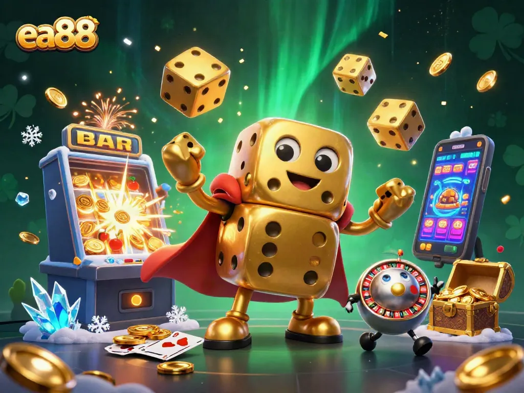 Chơi game cùng ea88 và trải nghiệm không gian casino siêu thực với các biểu tượng may mắn.