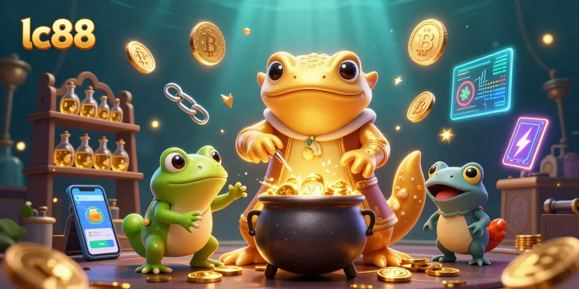 Join the gaming action at LC88 with a 3D illustration of a giant salamander alchemist transforming coins.