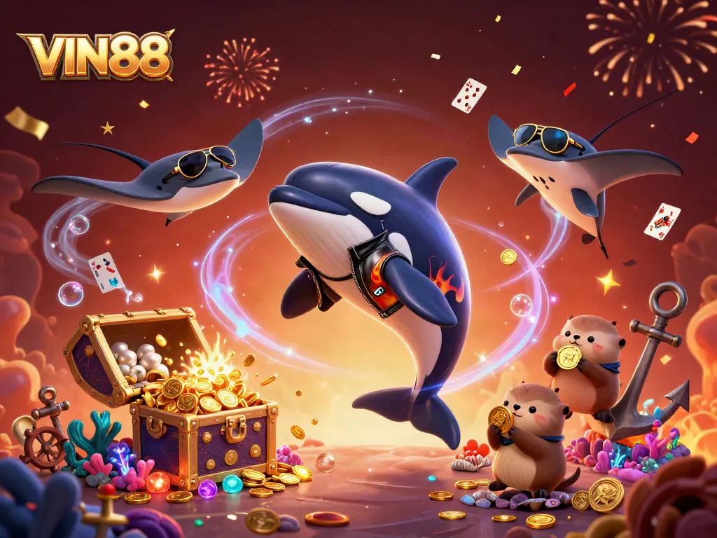 Join VIN88 for thrilling casino games, featuring vibrant underwater elements and exciting characters.