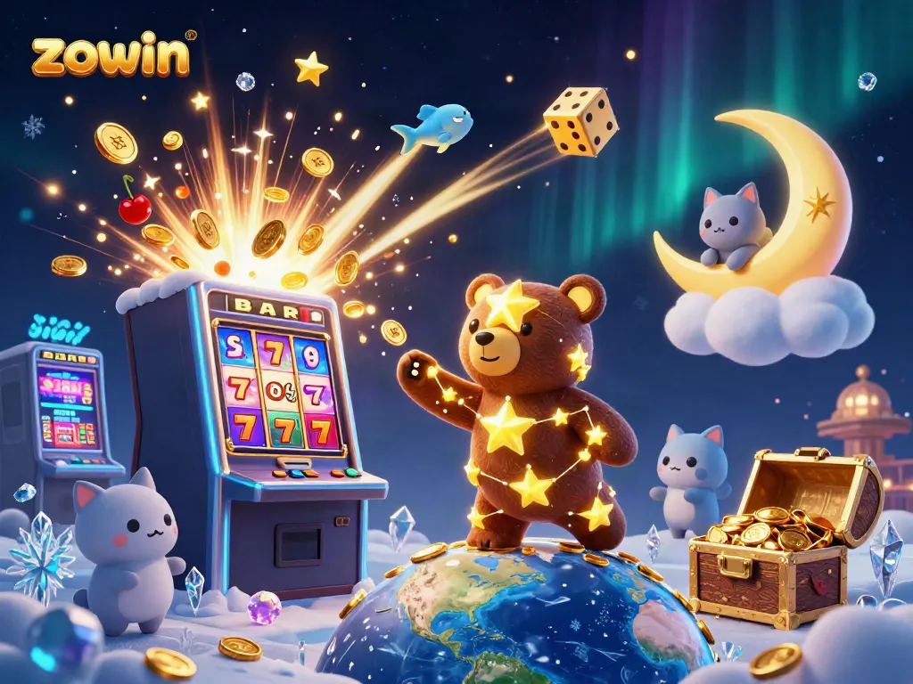 Join the excitement at Zowin with a vibrant casino scene featuring golden coins and thrilling game elements.
