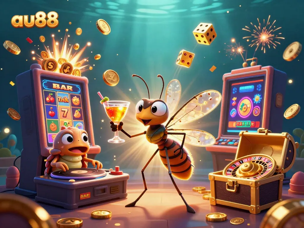 Engage with au88's gaming extravaganza featuring vibrant characters and thrilling casino elements.