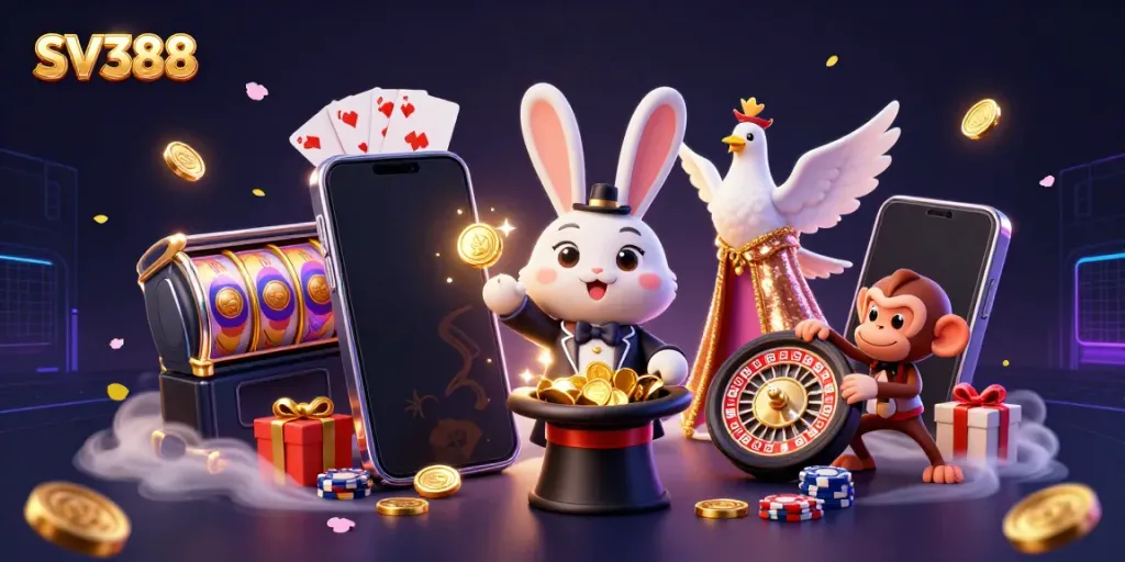 Experience the thrill of SV388 cockfighting with a lively casino scene.